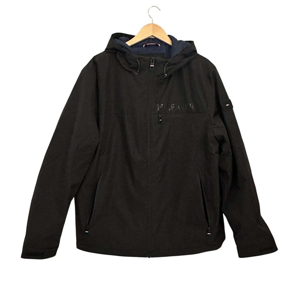 Tommy Hilfiger Black‎ Full Zip Stretch Water and Wind Resistant Jacket Size XL